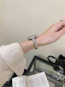 1件裝鑽石亮面金屬手鍊，相容 表帶，女款，適用 38mm 40mm 41mm 42mm 44mm 45mm 46mm 49mm，Ultra 11/10/9/8/7/6/5/4 系列 - 銀色 - 查看 4