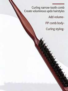 三排窄齿尖尾梳，长柄，适用于打造蓬松发型、卷发、沙龙造型和化妆 - 彩色 - 查看 4