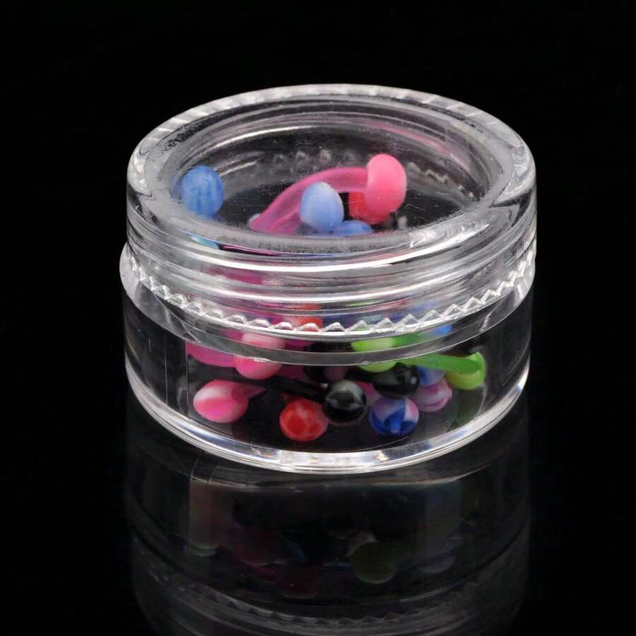 10pcs/Box Mixed Color Soft Clay Tongue Rings Barbell Tongue Piercing - A Style - View 1