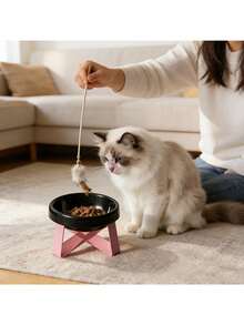 15° Tilted Anti-Vomiting Raised Pet Feeding Bowl, High Stand Cat/Dog Bowl, Protective Neck & Spine Design, Non-Slip Wide Base, Durable Plastic Material, Suitable For Cats & Small Dogs, Wet & Dry Food, Practical Pet Gift - 350ml - View 8