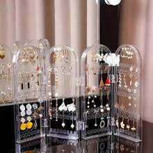 Folding Earrings Studs Display Rack Necklace Jewelry Shelf Stand Holder Panels Screen Organizer Storage Box - Multicolor - View 8