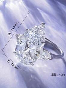 1枚时尚、优雅、奢华、百搭、魅力四射的镶钻水滴形女士戒指，适合作为生日、节日、特殊场合、母亲节、订婚礼物。 - 彩色 - 查看 3