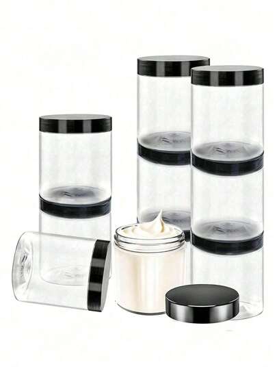 1-6Pcs Clear PET Storage Jars With Lids, 50-500ml Empty Plastic Makeup Containers And Organizer Jars