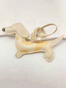 1pc PU Leather Dachshund Keychain - Handmade Cartoon Dog Bag Charm, With Cute Puppy Design, Suitable For Keys, Backpacks Or Car Accessories, Packaging Decor | Cartoon Dog Design | Colorful Keyring, Dog Accessories - 黑色 - 查看 4