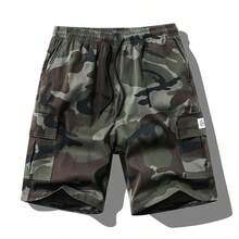 Short cargo décontracté bermuda pour homme, short cargo camouflage sport - Militaire verte - Voir 2