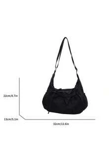 Women New Fashion Daily All-Match Niche Pleated Design Bow Decor Crossbody Bag, Casual Solid Color Handbag Large Capacity Lightweight Portable For School Work Commute Travel - Nhiều màu - Xem 10