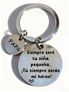 爸爸钥匙扣 - “你永远是我的英雄” 西班牙语刻字，父亲节礼物，送给英雄爸爸的钥匙圈 - 彩色 - 查看 5