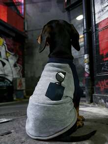 Colorblock Pet T-Shirt, Dog/Cat Clothes, Hot Selling Red & Gray Pet Apparel For Spring/Autumn - Grey - View 7