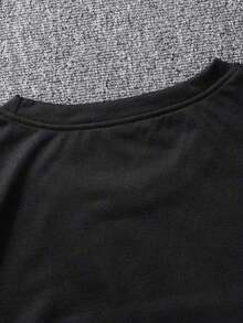 Lornexis Camiseta casual de verano para hombre con cuello redondo estampado de gato animado, suelta y con mangas caídas en el hombro - Negro - Ver 4