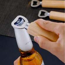 1个木柄不锈钢啤酒瓶起子，调酒师手持雕刻瓶起子，适用于酒吧、厨房、家庭和餐厅 - 米色 - 查看 5
