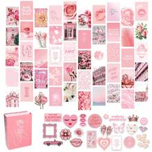 Photo Collage Kit Pastel Pink For Wall Aesthetic 50 Pictures Pink Room Decor Gifts For Girls Photo Wall Art For Teen Girls Bedroom Decor - 粉色 - 查看 1