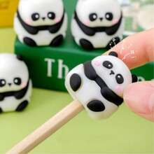 2pcs Cute Panda Mini Pencil Sharpener, High-Quality Pencil Sharpener, Creative Pencil Sharpener, Portable Single-Hole Pencil Sharpener, Soft Rubber Desktop Pencil Sharpener, Small And Cute, Non-Messy, Anti-Pinch Design. - Multicolor - View 5
