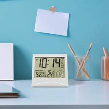 Reloj despertador de viaje digital plegable - Calendario, temperatura, temporizador con pantalla LCD con función de repetición - Dígitos grandes, alimentado por batería - Reloj de mesita de noche compacto adecuado para todas las edades - A - Ver 5