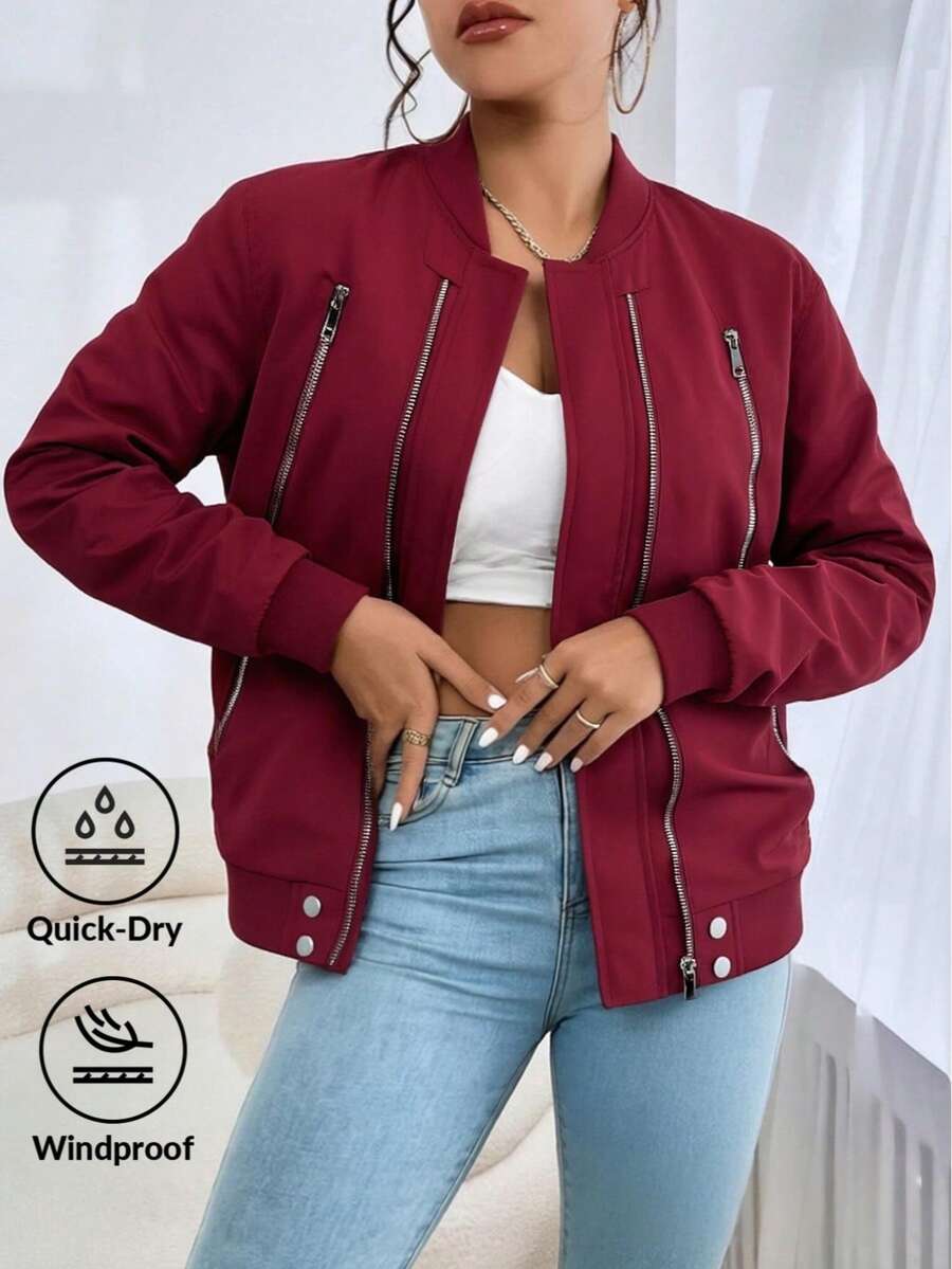 春秋新款棒球夹克/实用夹克 - 美国品牌设计，女士夹克，兼具户外功能性和休闲风格。适合日常休闲、轻度户外活动、徒步旅行、旅行和休闲街头风。是送给女友或家人的时尚多功能生日礼物。适合女士夹克、时尚轻便夹克、秋季时尚和休闲街头风。