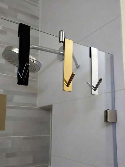 1个不锈钢S型淋浴毛巾杆，适用于玻璃门、浴室浴袍挂钩、壁挂式衣帽架、衣架、衣服挂钩、挂钩、衣架、房间装饰、门上衣架、墙挂架、衣柜收纳架、钥匙挂钩、钥匙架、衣架、粘钩、浴室收纳、粘钩墙钩