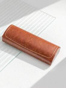 1pc Solid Color Fashionable Versatile Magnetic Glasses Case - Brown - View 5