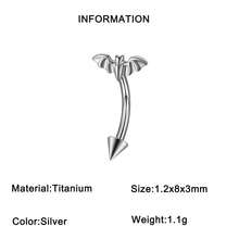 1PC CZ Flower/Bat/Spider /Bee Moon&Star Rook Earring,16G Implant Grade Titanium Internal Thread Eyebrow Labret Lip Belly Button Ring Curved Barbell Clear Zirconia Floral Cartilage Daith Conch Earring - Titanium Color - View 19