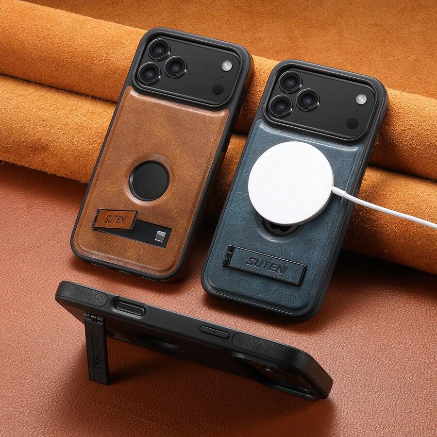 Ốp điện thoại SUTENI cao cấp bằng da giả, có nam châm, tích hợp sạc không dây, bề mặt nhẵn mịn, tương thích với iPhone 17 Pro Max, 16 Plus, 15, 14, 13, 12. Thích hợp làm quà tặng cho người thân, bạn bè và người lớn tuổi trong dịp lễ.