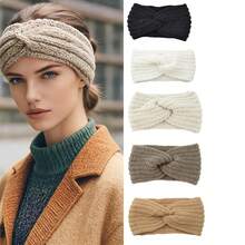 Knitted Knitted Criss-Cross Headband Headwrap, Handmade Elastic Warm Headband For Autumn/Winter - Multicolor - View 1