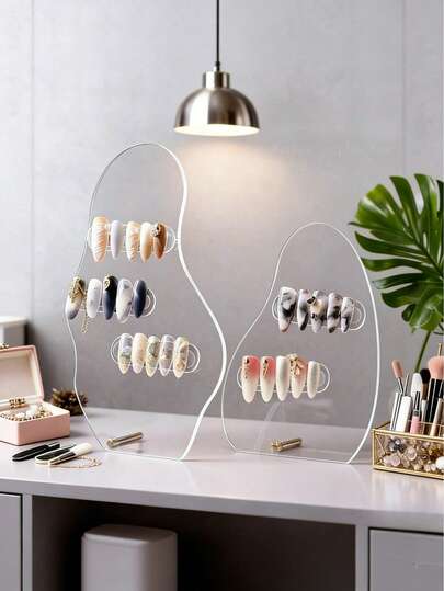 1pc Asymmetrical Acrylic Nail Display Board, Transparent Nail Polish Display Stand, Nail Art Display Rack