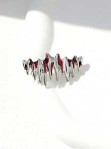 1pc Men's Asymmetrical Molten Metal Brooch, Unique Fashion Minimalist Style Pin - Silver - View 3