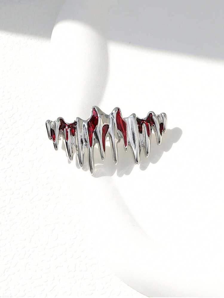1pc Men's Asymmetrical Molten Metal Brooch, Unique Fashion Minimalist Style Pin - Silver - View 3