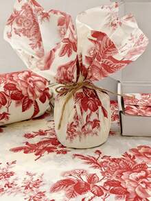 10/20/40pcs Red Peony Pattern Tissue Paper, 20 Inch X 14 Inch Gift Wrapping Paper, Suitable For Wedding, Valentine's Day, Birthday Gifts, Flower Bouquet Wrapping, Gift Bag Filler, Party Favors - Multicolor - View 3