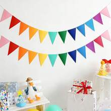 12pcs/Set Multicolor Felt Triangle Pennant Flags, Bulk, Suitable For Grand Opening, Carnival Theme Birthday Party Decor, Outdoor Events, Classroom Decoration, Party Supplies, Birthday And More Occasions - Multicolor - View 7