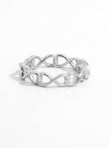 1pc Elegant Creative Generous Fashion 925 Sterling Silver Full Circle Infinity Symbol Design Plain Band Ring, Charming Gift For Women - Silver - View 2
