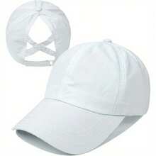 Mũ lưỡi trai unisex có lỗ buộc tóc đuôi ngựa - Mũ lưới thoáng khí, nhanh khô, thiết kế có thể điều chỉnh, có các màu đen/trắng/hồng/xám, phù hợp cho chạy bộ và mặc thường ngày. Chất liệu vải. - Nhiều màu - Xem 8