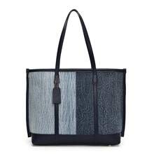 Nueva  de moda de principios de otoño 2025: bolso tote versátil de gran capacidad con diseño de bloques de color para mujer, bolso de hombro, bolso de axila. - Azul - Ver 2