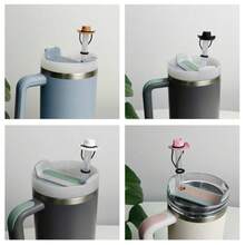 4 Paquete de Cubiertas de Pajilla de Sombrero de Vaquero de Silicona Compatibles con Cup 30 40 Oz, Accesorios Lindos y Divertidos para Taza con Pajilla, para Hombre y Mujer, Regalo de Navidad - Sombrero de vaquero - Ver 7