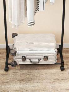 1pc Adjustable Double-Bar Multi-Tier Clothing Rack - Freestanding Metal Garment Organizer With Shelves And Side Hooks, Easy To Move, Suitable For Home Storage, Bedroom, Closet, Retail Store Organization, Sturdy Frame Structure - Multicolor - View 4