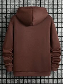 Lindo Moletom Premium Masculino Unisex Casual Estampado Nova Edição Limitada, Moletom com Capuz e Cordão da Moda, Blusa de Outono/Inverno, Moletom de Manga Comprida com Capuz Confortável e Versátil, Seleção Ling Moyun - Café - Visão 3