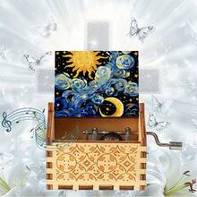 Handcranked Wooden "You Are My Sunshine" Van Gogh Starry Night Music Box, Battery-Free Keepsake Gift For Girlfriend, Mom, Birthday - Starry Sky Music Box - View 11