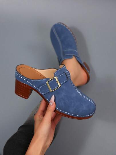 أحذية المرأة الأنيقة: تصميم كعب سميك، ارتداء كاجوال مع الجينز/التنانير، زخرفة إيليجانت بوهيمية بإبزيم