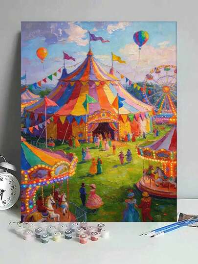 色彩缤纷的马戏团嘉年华DIY数字油画帆布画工艺品成人家居装饰40x50厘米/16x20英寸节日礼物