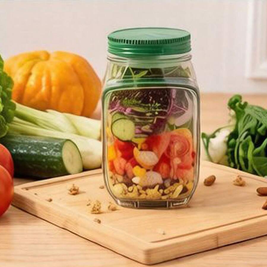 Plastic Salad Container, Portable Kitchen Salad Bowl - View 1