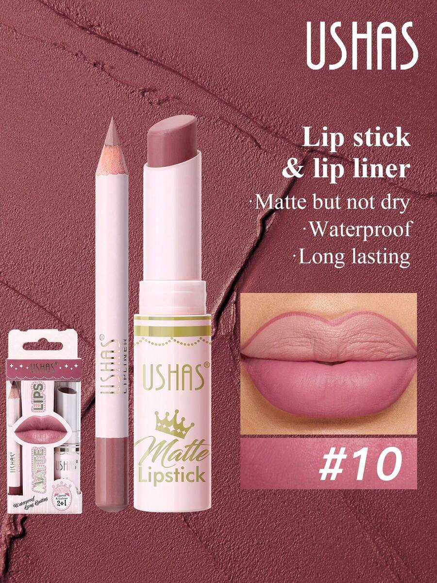 Bộ son và chì kẻ môi USHAS, 12 màu, chất son lì mịn như nhung, lâu trôi không lem, chống thấm nước, cần thiết cho việc đi lại hàng ngày và các bữa tiệc.