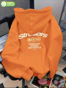 Áo hoodie in họa tiết phong cách đường phố thời trang mới năm 2026, tay dài, vai rớt, thiết kế dây rút thoải mái và đa năng, được thiết kế đặc biệt cho nữ, dáng ôm, kiểu dáng unisex cho mùa xuân, thu và hè, phù hợp để mặc hàng ngày. - Cam 2 - Xem 2