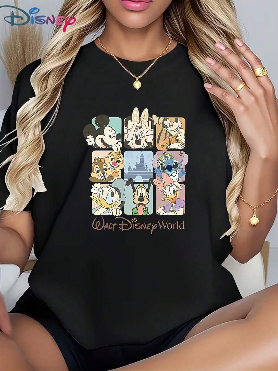 Walt Disney World Character Grid T-ShirtMade From Soft, Comfortable, And Durable Pure Cotton, This Is An Ideal Choice For Spring And Summer. This Crew Neck T-Shirt Is Suitable For Various Occasions, Including Everyday Wear, Shopping, Parties, Travel, And Gatherings, And Also Makes A Thoughtful Gift. - 白色 - 查看 1