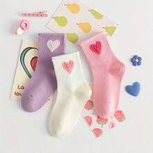 20 Pairs Cotton Children's Socks, Cute Heart Pattern, Versatile Mid-Calf Socks For Boys & Girls, Spring/Summer/Autumn - Multicolor - View 4