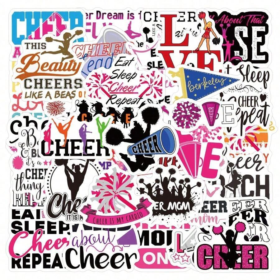 60PCs Cheerleader Stickers Pack, Vinyl Decals, Pink Cheering Girl Stickers For Laptop, Water Bottle, Stickers For Kids, Teens, Girls(Cheer)Cheerleading Stickers,Stickers For Girls,Stickers Kids,Kids Laptop,Cheerleading Teen Girls,Water Bottle,Mean Girl,Stocking Stuffers For Teen Girl,Water Bottle Girls,Preppy,Laptop Stickers,Hails - 多色 - 查看 1