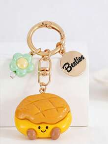 1pc Cute Girl, Flower, Toast, Bread, Hamburger, Croissant Food Pendant Keychain Bag Charm, Great Gift For Best Friend - Multicolor - View 11