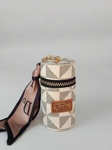 1pc Stylish Portable New Lipstick Case Coin Purse Car Key Chain, Mini Luxury Key Holder - Multicolor - View 4