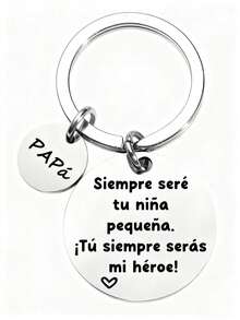 爸爸钥匙扣 - “你永远是我的英雄” 西班牙语刻字，父亲节礼物，送给英雄爸爸的钥匙圈 - 彩色 - 查看 8