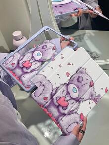 A Cute Cartoon Purple Bear Heart Pattern Double-Sided Acrylic Transparent Crystal Back Cover, Shock-Proof, Suitable For IPad 7th, 8th, 10th Generation (10.2 Inch), Built-In Pen Slot, Support Sleep/Wake Function, Ideal Gift Choice - Multicolor - View 4