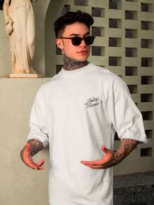 DMUNIZ Oversized Crew Neck T-Shirt, British Essence Santinni, New Release, Gym Fashion. - Kem - Xem 3