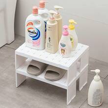 1pc Bathroom Cabinet Storage Rack, Multifunctional Plastic Layered Storage Holder, Stackable Bathroom Organizer Shelves For Washing Liquid & Washbasin Storage, Hollow Out Design, Space Saving, Detachable Bathroom Storage & Organization - Multicolor - View 6