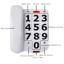 Teléfono fijo para personas mayores con teclas grandes, teléfono con cable fijo, línea fija, marcado con un solo clic, volumen ajustable, manos libres - Ver 4